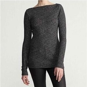 Eileen Fisher Top Wool Organic Cotton Boat Neck Heather Gray Minimalist Size S